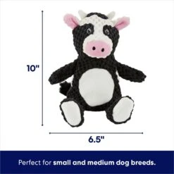 Frisco Cow Textured Plush Squeaky Dog Toy -Cat Dog Supply Store 147059 PT1. AC SS1800 V1691776574