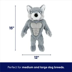 Frisco Wolf Muscle Plush Squeaky Dog Toy -Cat Dog Supply Store 147082 PT1. AC SS1800 V1691776635