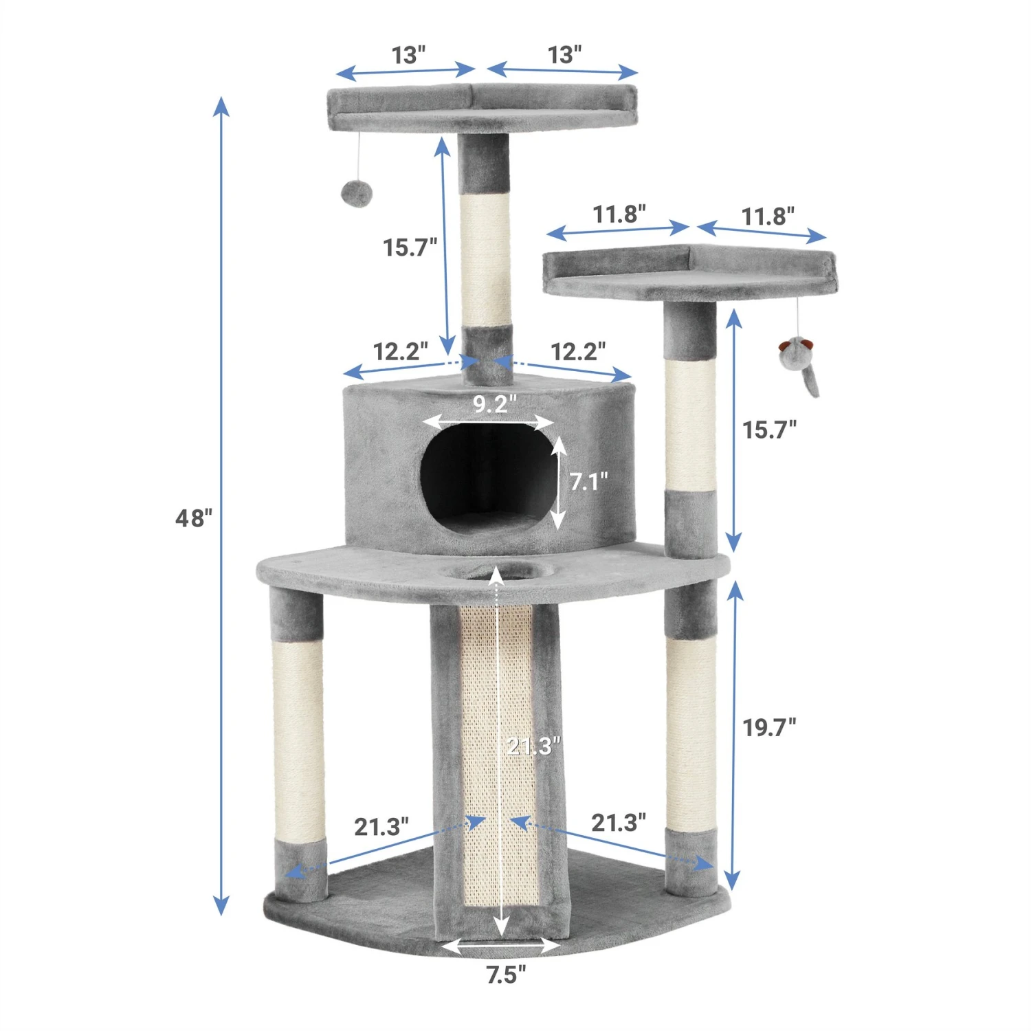 Frisco 48-in Faux Fur Cat Tree & Condo 4 Frisco 48-in Faux Fur Cat Tree & Condo - Image 2