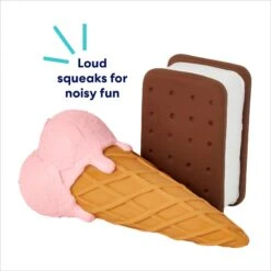 Frisco Ice Cream Sandwich & Ice Cream Cone Latex Squeaky Dog Toy -Cat Dog Supply Store 213840 PT2. AC SS1800 V1695748351