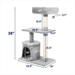 Frisco 38-in Cat Tree With Condo, Top Perch & Toy -Cat Dog Supply Store 214377 PT1. AC SS1800 V1687792322