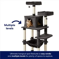 Frisco 64-in Cat Tree With Hammock, Condo, 2 Top Perches With Bed -Cat Dog Supply Store 214387 PT2. AC SS1800 V1667227605