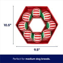 Frisco Holiday Wreath Fetch Squeaky Tennis Ball Dog Toy -Cat Dog Supply Store 233189 PT1. AC SS1800 V1695045246