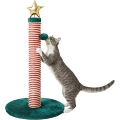 Frisco Holiday 29.5-in Candy Cane Sisal Cat Scratching Post With Toy -Cat Dog Supply Store 236565 PT2. AC SS1800 V1601342456