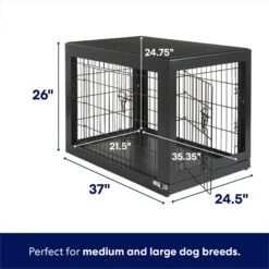 Frisco Double Door Furniture Style Dog Crate, Black -Cat Dog Supply Store 253026 PT1. AC SS1800 V1645798902