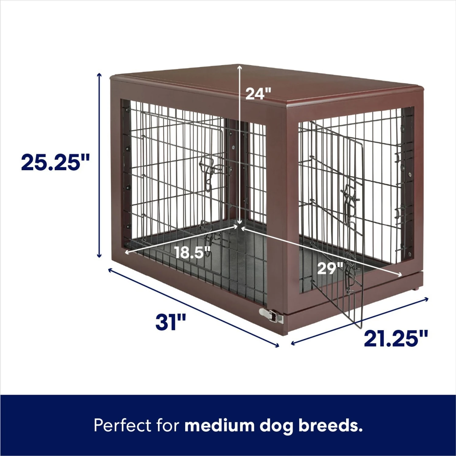Frisco Double Door Furniture Style Dog Crate, Brown 4 Frisco Double Door Furniture Style Dog Crate, Brown - Image 2