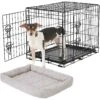 Frisco Fold & Carry Double Door Collapsible Wire Dog Crate & Frisco Gray Basket Weave Dog Crate Mat -Cat Dog Supply Store 255477 MAIN. AC SS1800 V1604096520