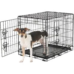 Frisco Fold & Carry Double Door Collapsible Wire Dog Crate & Frisco Gray Basket Weave Dog Crate Mat -Cat Dog Supply Store 255477 PT2. AC SS1800 V1604096794