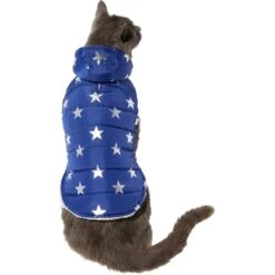 Frisco Mediumweight Metallic Star Print Insulated Dog & Cat Parka, Navy -Cat Dog Supply Store 268413 PT2. AC SS1800 V1628797317