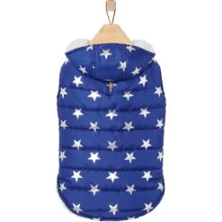 Frisco Mediumweight Metallic Star Print Insulated Dog & Cat Parka, Navy -Cat Dog Supply Store 268413 PT4. AC SS1800 V1628824388