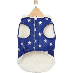 Frisco Mediumweight Metallic Star Print Insulated Dog & Cat Parka, Navy -Cat Dog Supply Store 268413 PT5. AC SS1800 V1628821999
