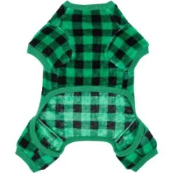 Frisco Dog & Cat Cozy Plush Fleece PJs, Green Plaid -Cat Dog Supply Store 268517 PT4. AC SS1800 V1637682124