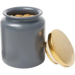 Frisco Modern Gold Rim Ceramic Treat Jar -Cat Dog Supply Store 270190 PT6. AC SS1800 V1627669999