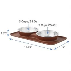 Frisco Silicone Stainless Steel Double Diner Dog & Cat Bowl, Brown -Cat Dog Supply Store 277551 PT1. AC SS1800 V1628862093