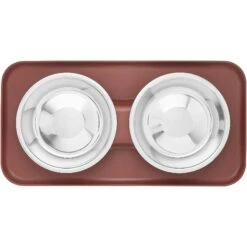 Frisco Silicone Stainless Steel Double Diner Dog & Cat Bowl, Brown -Cat Dog Supply Store 277551 PT4. AC SS1800 V1627935079