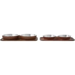 Frisco Silicone Stainless Steel Double Diner Dog & Cat Bowl, Brown -Cat Dog Supply Store 277551 PT5. AC SS1800 V1627936139