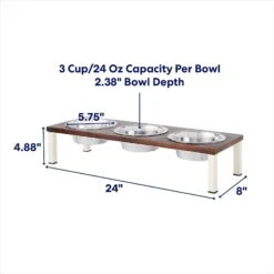 Frisco Multi Pet Feeding 3-Bowls Wood Stainless Steel Dog & Cat Bowl, Dark Wooden -Cat Dog Supply Store 277571 PT1. AC SS1800 V1692728309