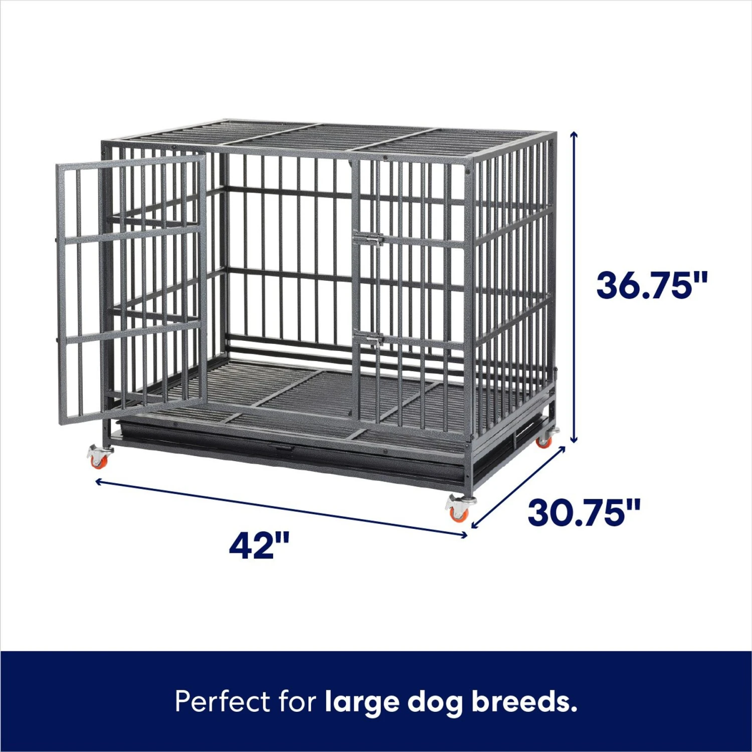 Frisco Ultimate Foldable & Stackable Heavy Duty Steel Metal Single Door Dog Crate 4 Frisco Ultimate Foldable & Stackable Heavy Duty Steel Metal Single Door Dog Crate - Image 2