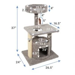 Frisco 37-in Real Carpet Cat Tree With Condo, Grey -Cat Dog Supply Store 282755 PT1. AC SS1800 V1628882489
