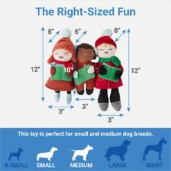 Frisco Holiday Carolers Plush Squeaky Dog Toy, 3 Count -Cat Dog Supply Store 287169 PT1. AC SS1800 V1637704664