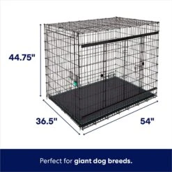 Frisco Heavy Duty Enhanced Lock Sliding Double Door Fold & Carry Wire Dog Crate & Mat Kit, 54 Inch -Cat Dog Supply Store 297463 PT1. AC SS1800 V1633625192