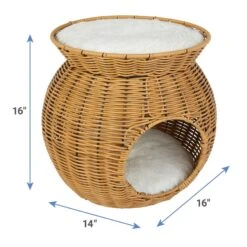 Frisco Round Wicker Cat Condo With Top Perch -Cat Dog Supply Store 316646 PT1. AC SS1800 V1634143631