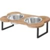 Frisco Premium Wood Elevated Bone Shape Stainless Steel Double Diner Dog & Cat Bowl, 3 Cup -Cat Dog Supply Store 331497 MAIN. AC SS1800 V1657656891