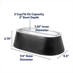 Frisco Long Eared Breed Stainless Steel Dog Bowl, Black, 2 Cup -Cat Dog Supply Store 331530 PT1. AC SS1800 V1692728249