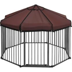 Frisco Outdoor Galvanized Steel 8-Panel Configurable Gate And Playpen With Oxford Roof -Cat Dog Supply Store 507086 PT3. AC SS1800 V1666021842