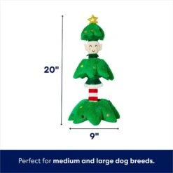 Frisco Holiday Elf In A Tree Bungee Plush Squeaky Dog Toy -Cat Dog Supply Store 739846 PT1. AC SS1800 V1694809430
