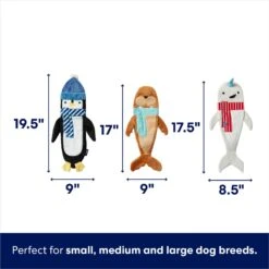 Frisco Holiday Arctic Friends Stuffing-Free Skinny Plush Squeaky Dog Toy -Cat Dog Supply Store 739878 PT1. AC SS1800 V1694812460