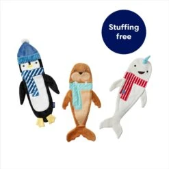 Frisco Holiday Arctic Friends Stuffing-Free Skinny Plush Squeaky Dog Toy -Cat Dog Supply Store 739878 PT2. AC SS1800 V1694813220