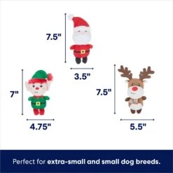 Frisco Holiday Santa's Helpers Plush Squeaky Dog Toy, 3 Count & Frisco Holiday Lights Plush With Rope Squeaky Dog Toy -Cat Dog Supply Store 986206 PT2. AC SS1800 V1698258116