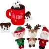 Frisco Holiday Santa's Helpers Plush Squeaky Dog Toy, 3 Count & Frisco Holiday Hot Cocoa Hide & Seek Puzzle Plush Squeaky Dog Toy -Cat Dog Supply Store 986230 MAIN. AC SS1800 V1698258405