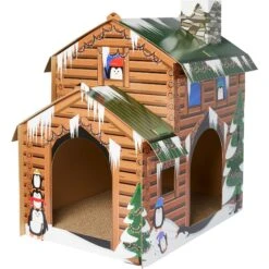 Frisco Holiday Log Cabin Cardboard Cat House & Frisco Holiday Christmas Tree Cardboard Cat House -Cat Dog Supply Store 986238 PT1. AC SS1800 V1698258344