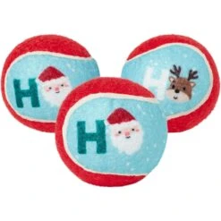 Frisco Holiday Ho Ho Ho Fetch Squeaky Tennis Ball Dog Toy & Frisco Holiday Arctic Friends Stuffing-Free Skinny Plush Squeaky Dog Toy -Cat Dog Supply Store 986310 PT1. AC SS1800 V1698258464